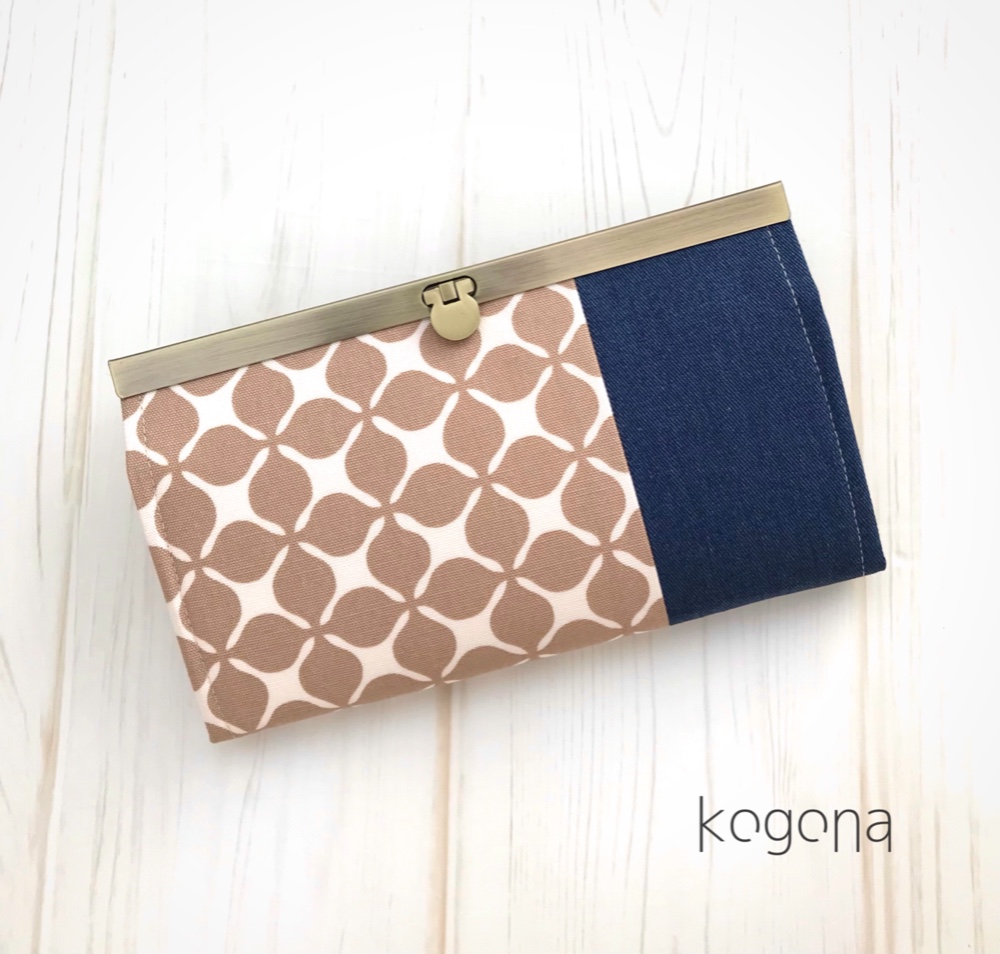 ちょっと大人のリッチベージュ・キャロル×デニム《INDIG》・長財布