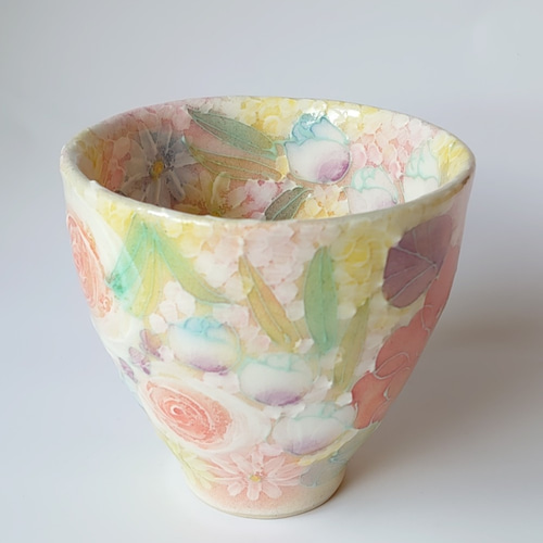 工房ゆずりは お湯呑 多色遣いがとても綺麗なうつわ 平安雅花 47039