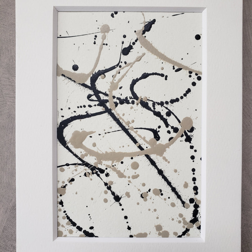 原画 小さな絵 ベージュ ブラック モノトーン 抽象画 現代アート