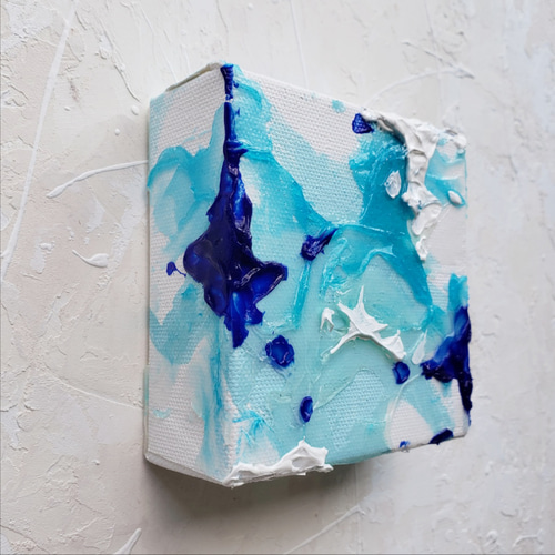 BLUE 抽象画 現代アート キャンバスアート 立体アート 青い絵 透明感