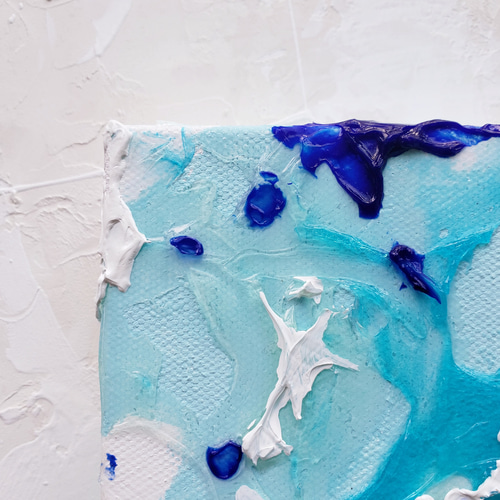 BLUE 抽象画 現代アート キャンバスアート 立体アート 青い絵 透明感