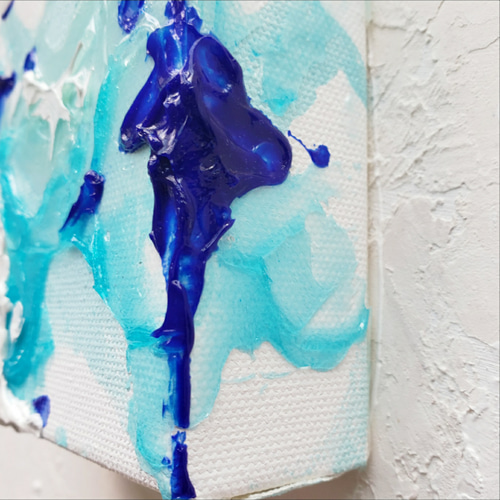 BLUE 抽象画 現代アート キャンバスアート 立体アート 青い絵 透明感