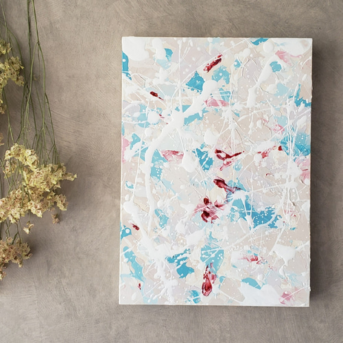 イタリアミラノ展示現品 ブルー ベージュ ホワイト 抽象画 絵画