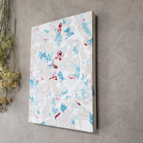 イタリアミラノ展示現品 ブルー ベージュ ホワイト 抽象画 絵画