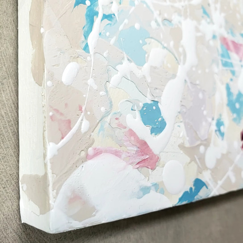 イタリアミラノ展示現品 ブルー ベージュ ホワイト 抽象画 絵画