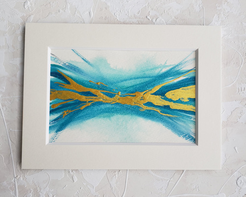 額装 和紙に描かれた抽象画 57×45㎝ 水彩画 絵画 アート 美術 芸術