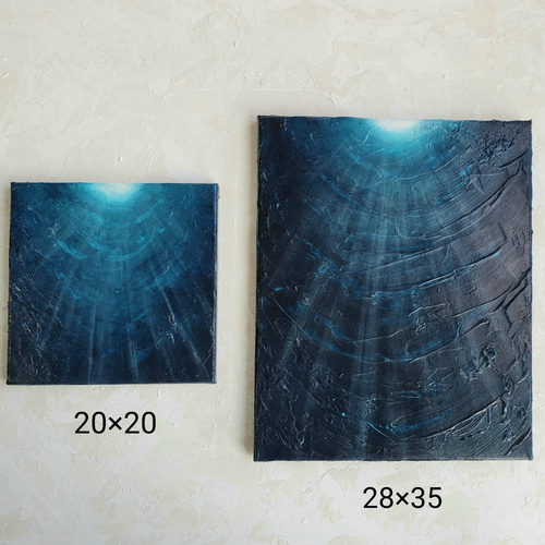 深海の光 20×20 海の絵 光 現代美術 キャンバス 現代アート リビング