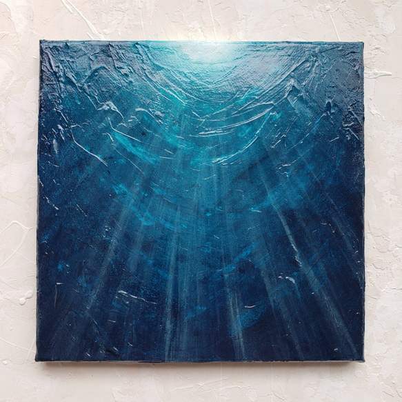 深海の光 20×20 海の絵 光 現代美術 キャンバス 現代アート