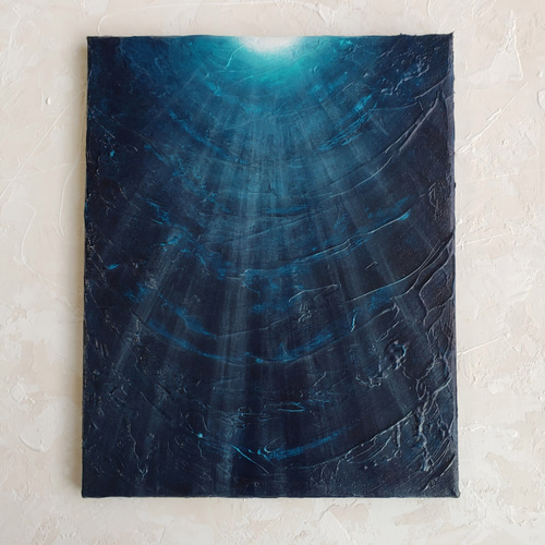 深海の光 28×35 海の絵 現代美術 キャンバス 現代アート リビング
