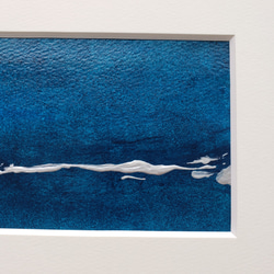 小さな絵 額付き ハガキサイズ 深海 シルバー 抽象画 現代アート 海の絵 アブストラクトアート 銀色 2枚目の画像