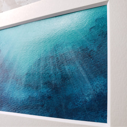 小さな絵 額付き  ハガキサイズ 深海の光 海の絵 深海 海 絵画 現代美術 現代アート 海の中 4枚目の画像