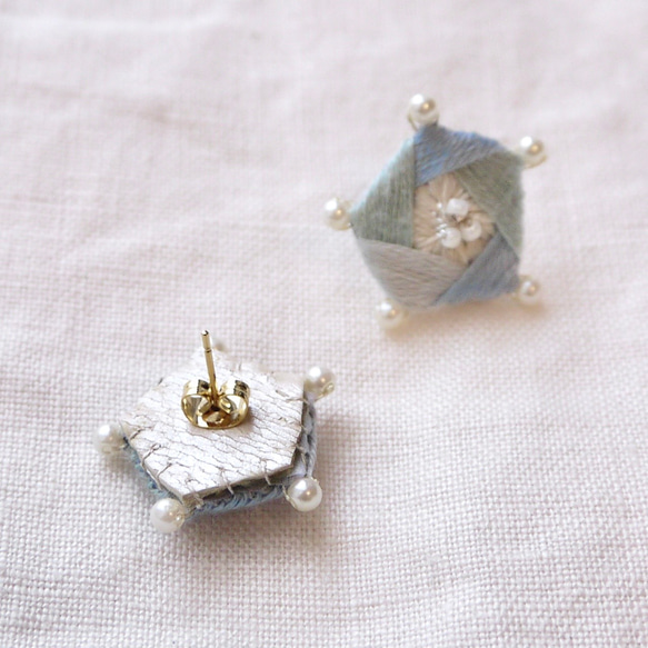 【一点物】一番星、見つけた。 刺繍 ピアス ビーズ刺繍 6枚目の画像