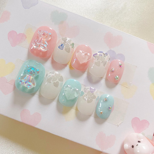 韓国ネイル くまグミネイルチップ ネイルチップ（つけ爪） SAEネイル  