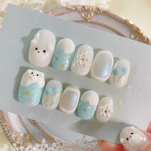 ネイルチップクリームソーダ くまさんネイル77 ネイルチップクリームソーダ くまさんネイル77｜Yahoo!フリマ