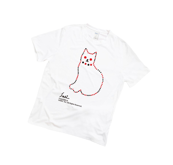 TシャツTシャツ服白いシャツ白い服潮T潮服綿アメリカ綿吸汗性弓Tシャツ白い猫 2枚目の画像