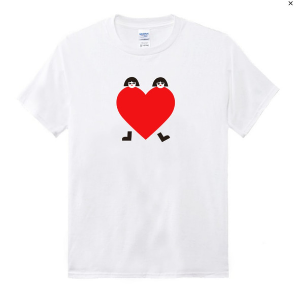 TシャツTシャツ服白いシャツ白い服潮T潮服綿アメリカ綿吸汗性スポーツ誕生日ラブハートLOVE 1枚目の画像