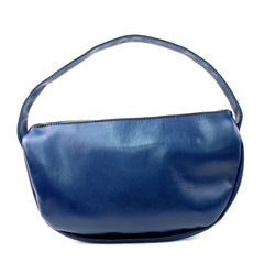 本革　半月ハンドバッグ　紺　Half-moon leather handbag dark blue 4枚目の画像