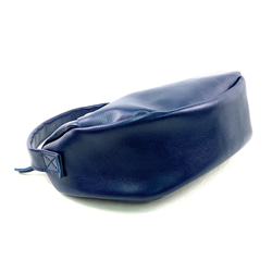 本革　半月ハンドバッグ　紺　Half-moon leather handbag dark blue 5枚目の画像