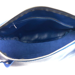 本革　半月ハンドバッグ　紺　Half-moon leather handbag dark blue 6枚目の画像