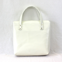 本革トートバッグ 大 オフホワイト　Off white leather tote bag 4枚目の画像