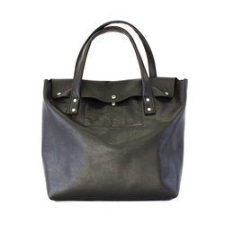 本革 トートバッグ 大 黒　Black leather tote bag 2枚目の画像