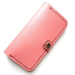 Pink leather iPhone7 (4.7inch) case with card slit 本革ケース 2枚目の画像