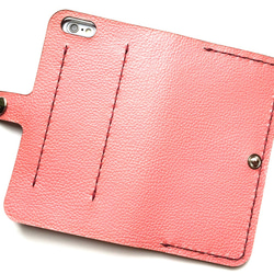 Pink leather iPhone7 (4.7inch) case with card slit 本革ケース 3枚目の画像