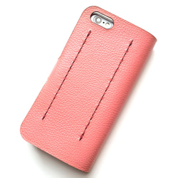 Pink leather iPhone7 (4.7inch) case with card slit 本革ケース 4枚目の画像