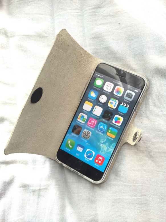 Off-White leather iPhone6/6S/7 (4.7inch) case  本革ケース オフホワイト 2枚目の画像