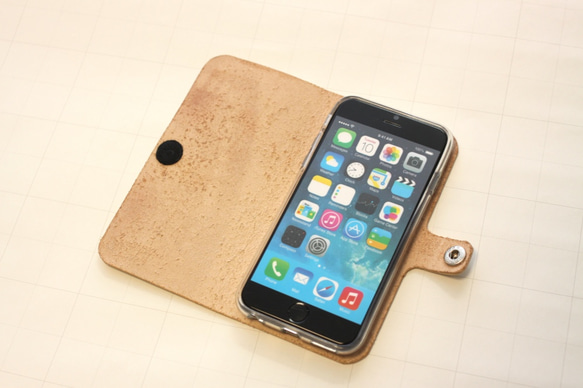 Saddle leather iPhone6/6S/7 case  サドルレザー ケース 生成り 2枚目の画像