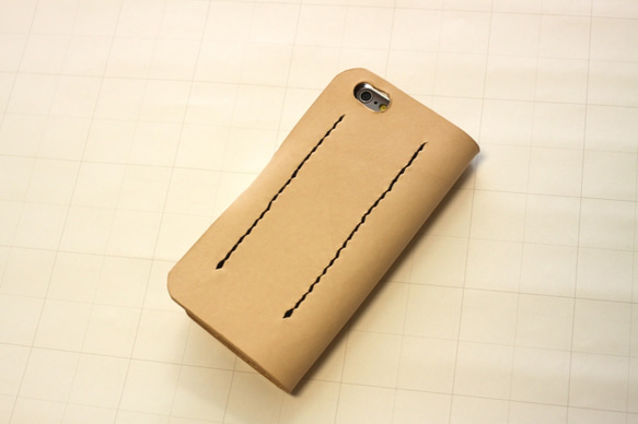 Saddle leather iPhone6/6S/7 case  サドルレザー ケース 生成り 3枚目の画像