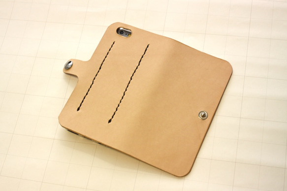 Saddle leather iPhone6/6S/7 case  サドルレザー ケース 生成り 4枚目の画像