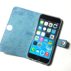 天藍色皮革iPhone6 / 6S / 7（4.7inch）的情況下皮套天藍 第2張的照片