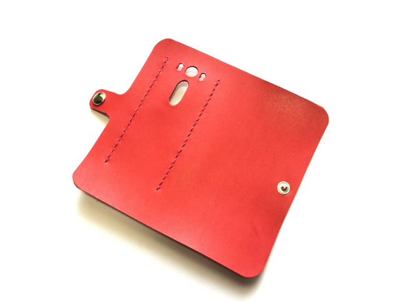 ZenFone2 Laser red leather case ゼンフォン用本革ケース　赤 2枚目の画像