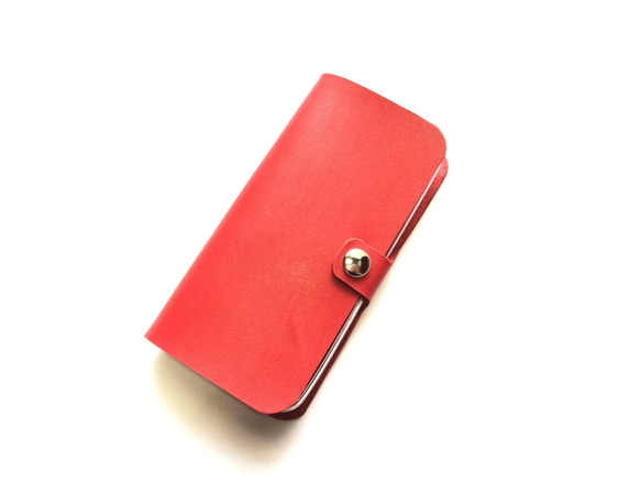 ZenFone2 Laser red leather case ゼンフォン用本革ケース　赤 3枚目の画像
