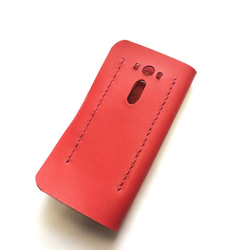 ZenFone2 Laser red leather case ゼンフォン用本革ケース　赤 4枚目の画像