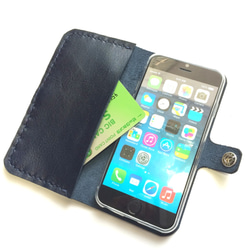 Iron Blue leather iPhone7 (4.7inch) case with card slit 本革 1枚目の画像