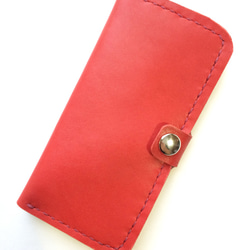 Red leather iPhone7 (4.7inch) case with card slit 本革ケース 赤 2枚目の画像