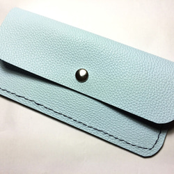 Sky blue leather pen & cards case 本革汎用ケース ペンケース スカイブルー 1枚目の画像