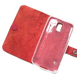 Red leather GalaxyS5 sc-04f case 本革ケース　赤 2枚目の画像