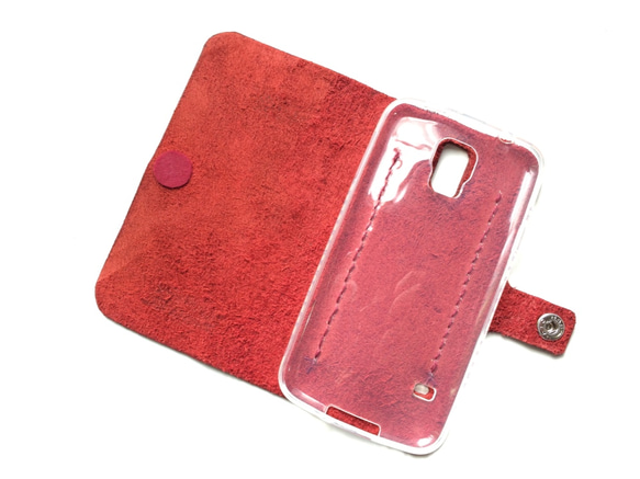 Red leather GalaxyS5 sc-04f case 本革ケース　赤 2枚目の画像