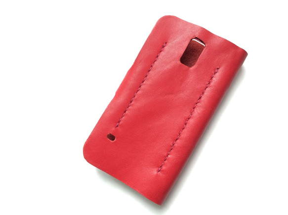 Red leather GalaxyS5 sc-04f case 本革ケース　赤 3枚目の画像