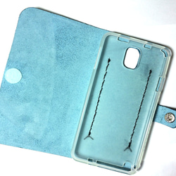 Sky blue leather SC-01F/SCL22 GALAXY Note 3 Galaxy case 本革 2枚目の画像