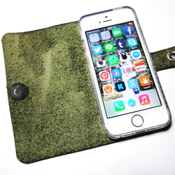 Moss Green leather iPhon5/5S/ SE case モスグリーン 本革 ケース 1枚目の画像