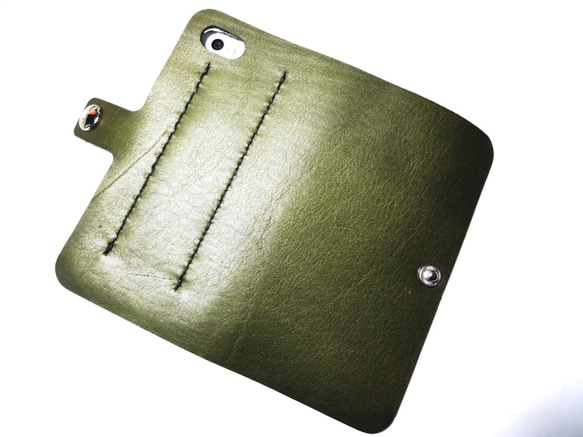Moss Green leather iPhon5/5S/ SE case モスグリーン 本革 ケース 3枚目の画像
