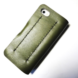 Moss Green leather iPhon5/5S/ SE case モスグリーン 本革 ケース 4枚目の画像