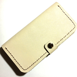 White leather iPhon7 plus (5.5inch) case with card slit 1枚目の画像