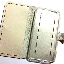 White leather iPhon7 plus (5.5inch) case with card slit 2枚目の画像