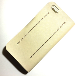 White leather iPhon7 plus (5.5inch) case with card slit 3枚目の画像