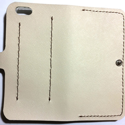 White leather iPhon7 plus (5.5inch) case with card slit 4枚目の画像